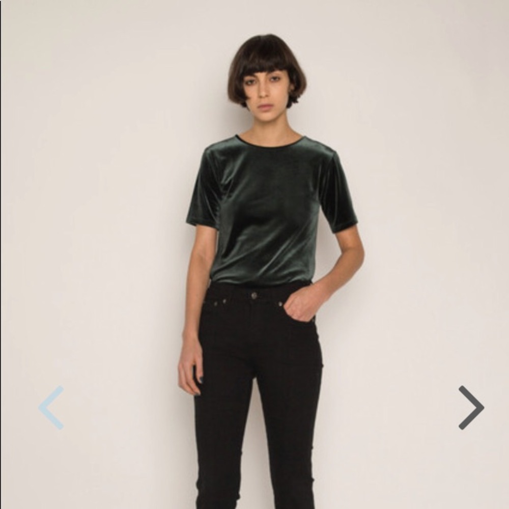 OAK + FORT forest green velvet tee